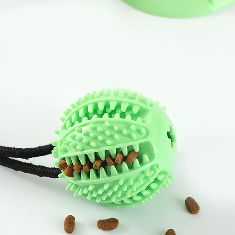 Interactive Suction Cup Toy for Dachshunds – Treat Dispensing Rubber Tug Toy with Squeaky Ball for Mental Stimulation