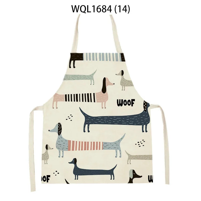 Funny Dachshund Linen Kitchen Apron – Cute Cooking & Baking Apron for Dog Lovers