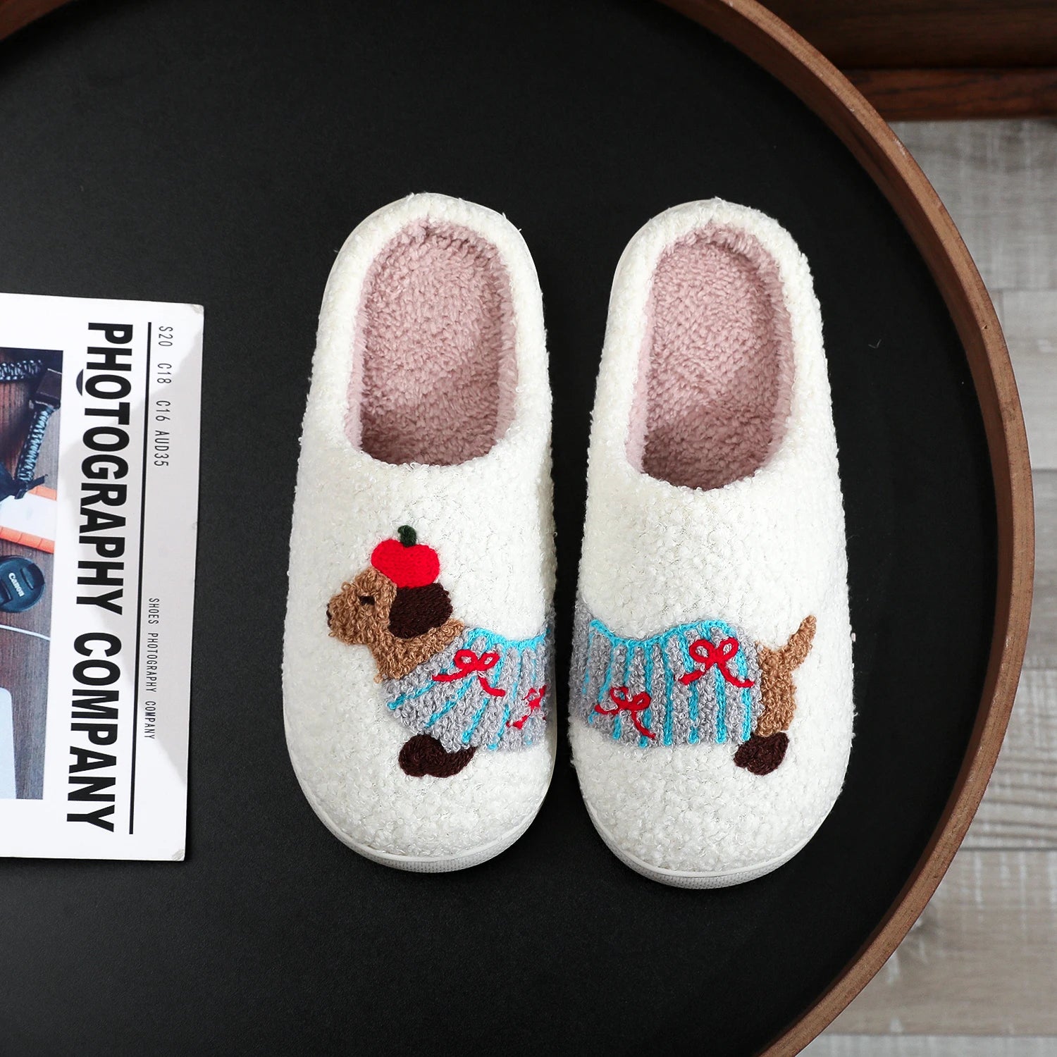 Cozy Dachshund Plush Slippers | Warm Embroidered House Shoes for Dog Lovers
