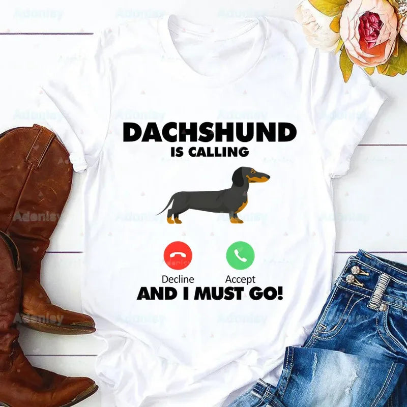 Funny Dachshund Graphic T-Shirt for Women | Soft Casual Tee for Dachshund Lovers