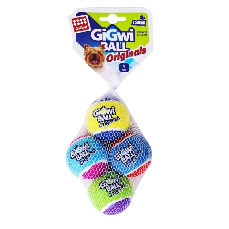 4-Pack Squeaky Tennis Balls for Dachshunds – Durable Bounce Toys for Fetch, Chewing & Training