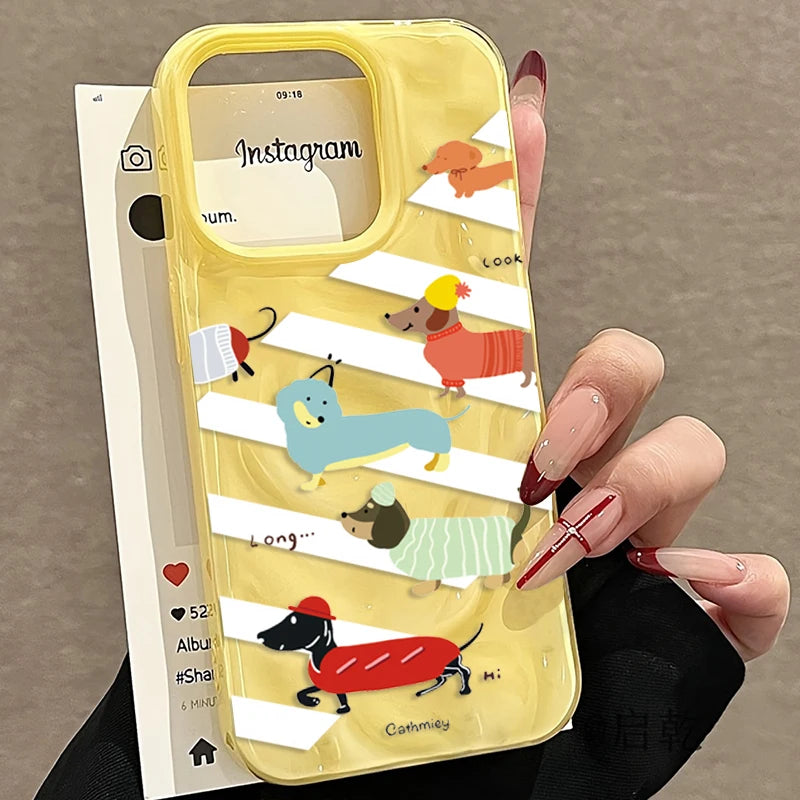 Cute Dachshund iPhone Case – Shockproof Soft TPU Cover for Dachshund Lovers