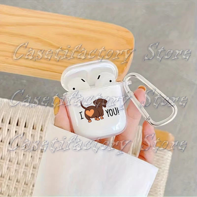 Cute Dachshund AirPods Case – Shockproof TPU Protective Cover for AirPods 1, 2, 3, 4, Pro & Pro 2