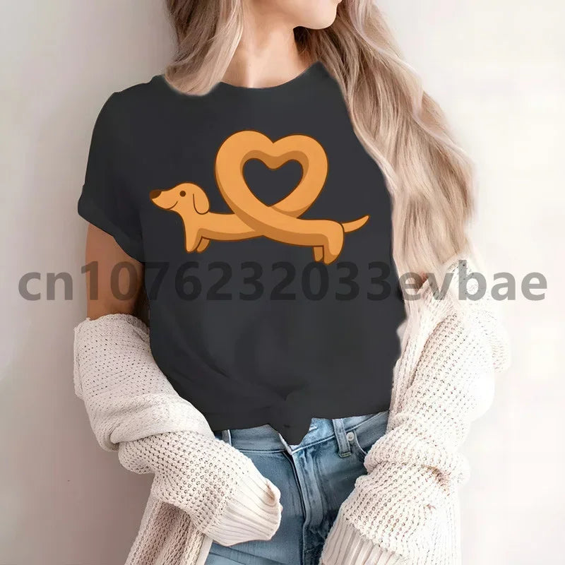 Cute Dachshund Graphic T-Shirt for Women | Soft Casual Tee for Sausage Dog Lovers