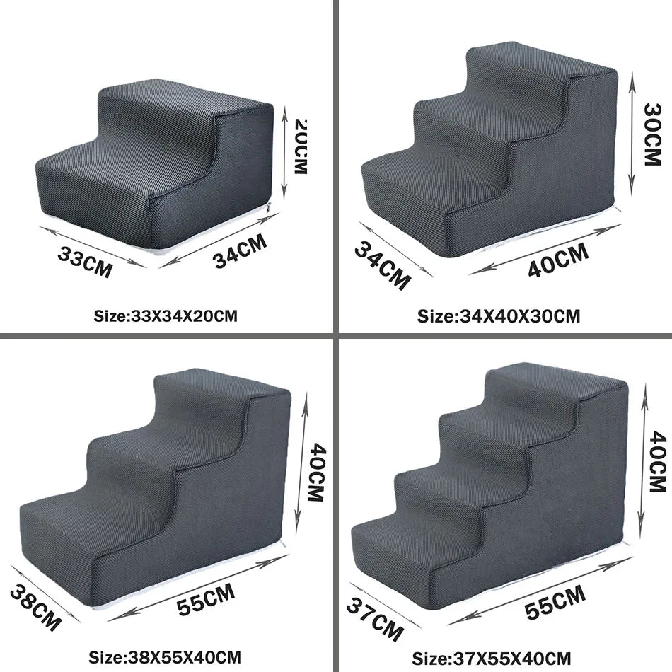Orthopedic Dog Stairs for Dachshunds – Soft Foam Pet Steps for Bed & Couch (2, 3 & 4 Steps)