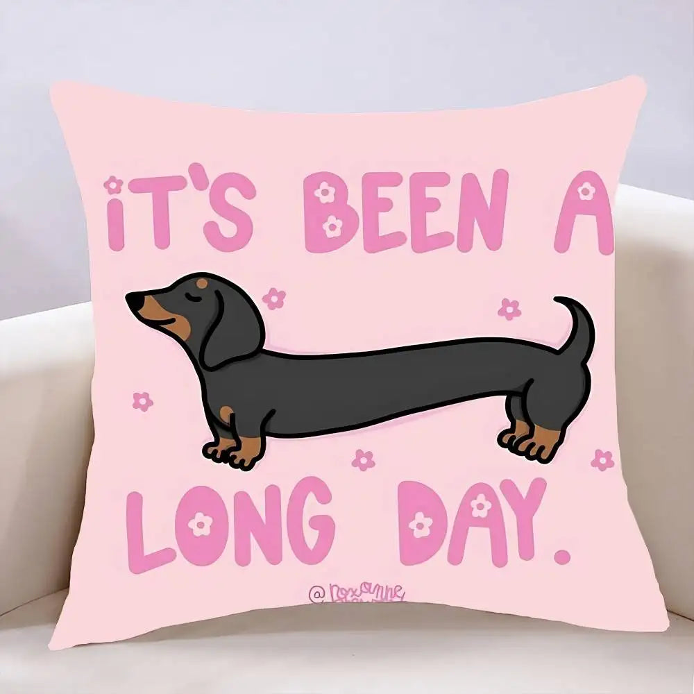 Dachshund Decorative Pillow Cover – Soft Sausage Dog Cushion Cover for Sofa, Bed & Home Decor