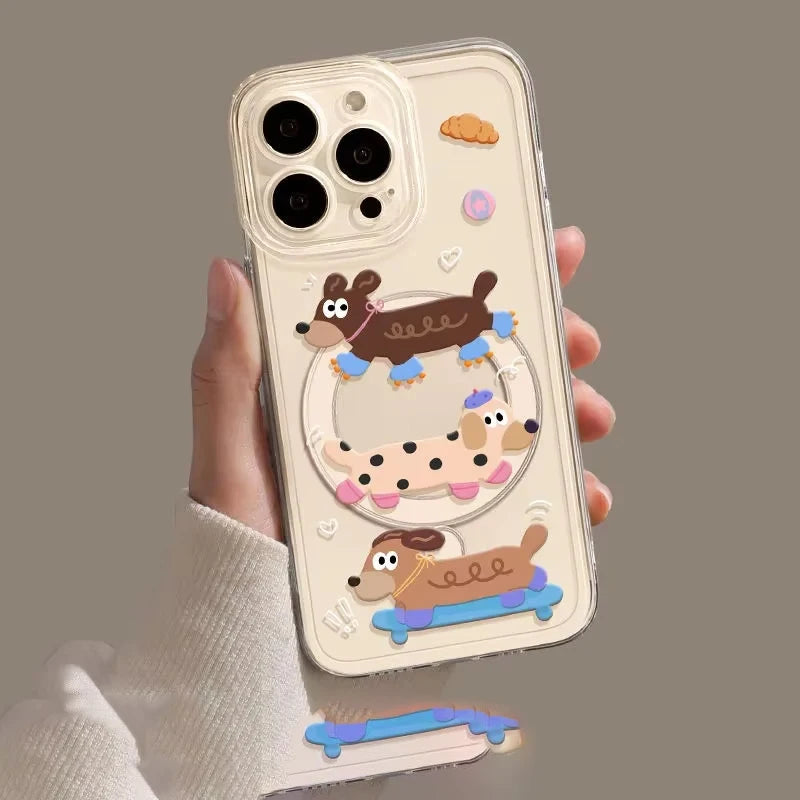 Kawaii Dachshund MagSafe iPhone Case – Cute Magnetic Protective Cover for Dachshund Lovers