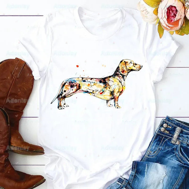 Funny Dachshund Graphic T-Shirt for Women | Soft Casual Tee for Dachshund Lovers