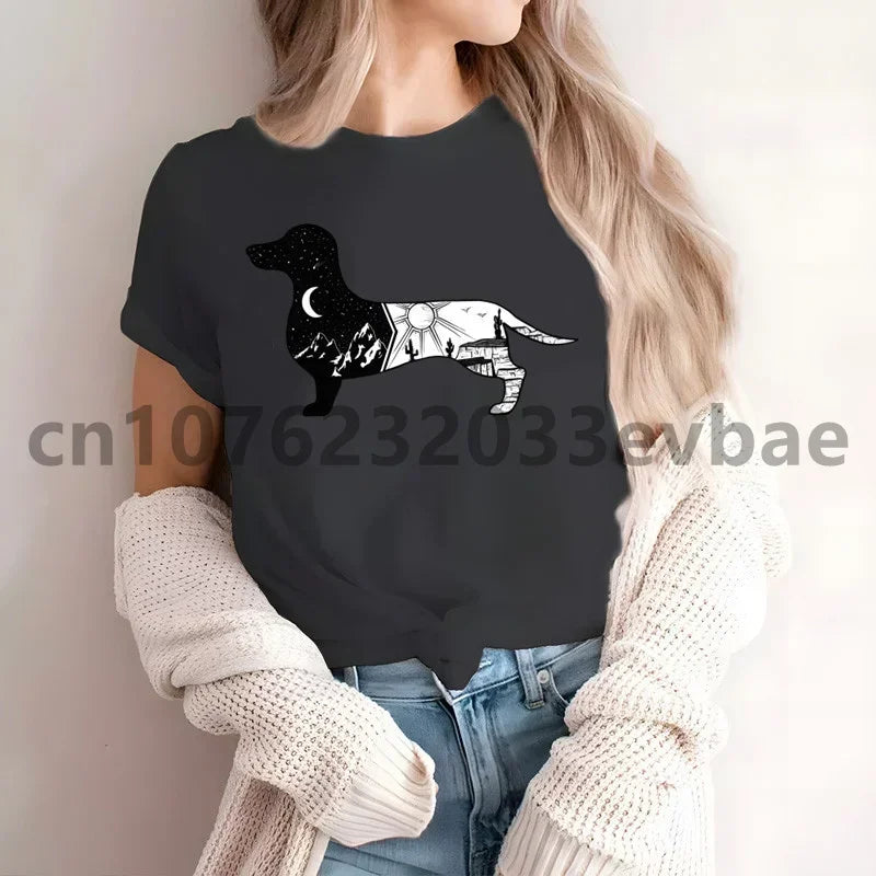 Cute Dachshund Graphic T-Shirt for Women | Soft Casual Tee for Sausage Dog Lovers