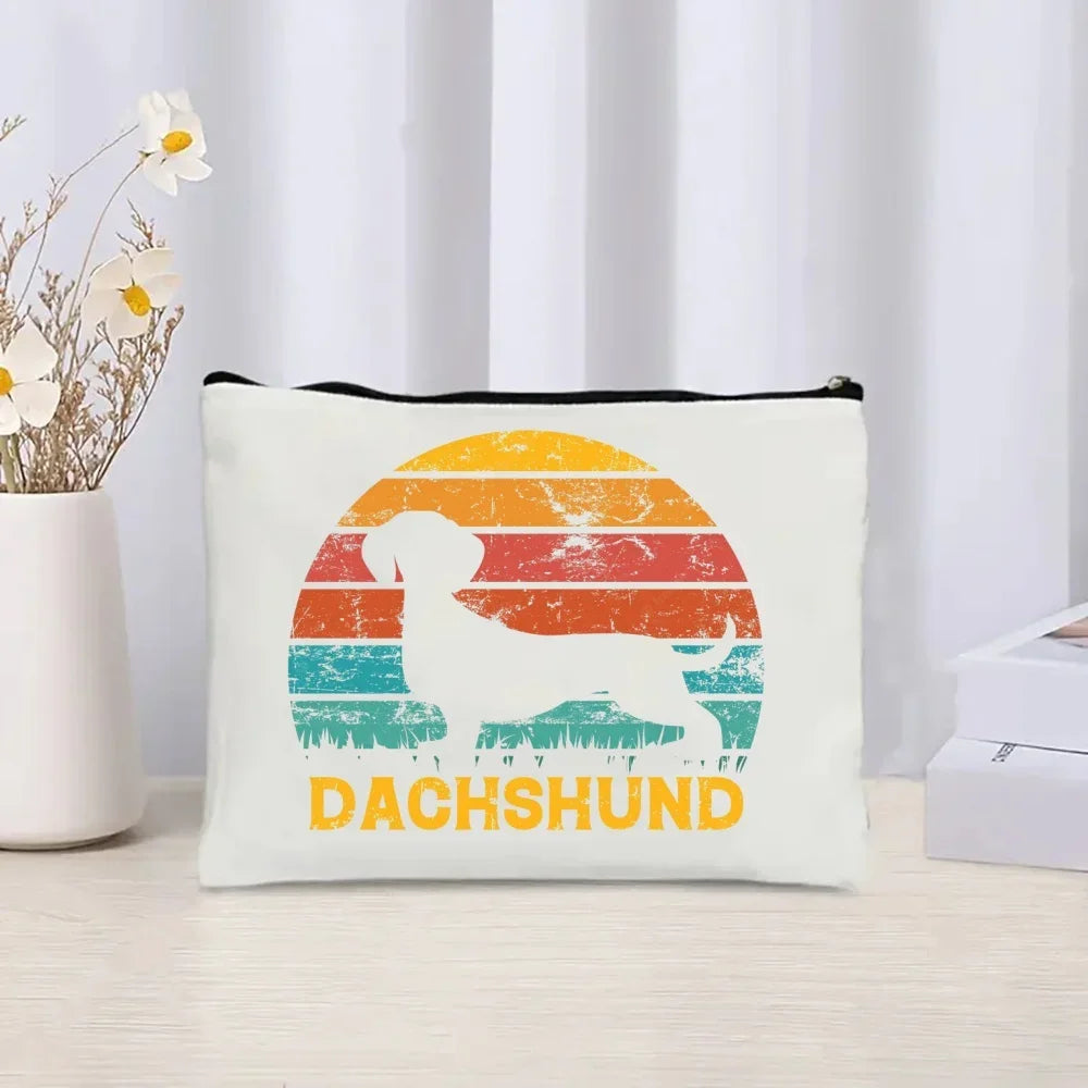 Dachshund Canvas Tote Bag Set – Large Capacity Shoulder Bags for Dog Lovers