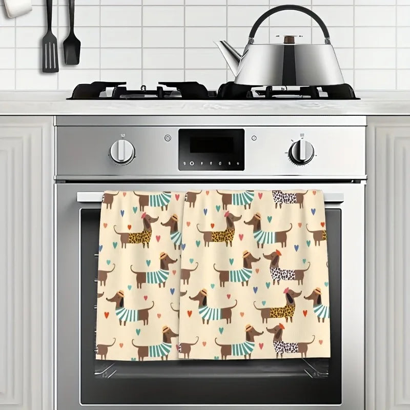 Dachshund Kitchen Towel Set – Soft & Absorbent Hand Towels for Sausage Dog Lovers (2-Pack)