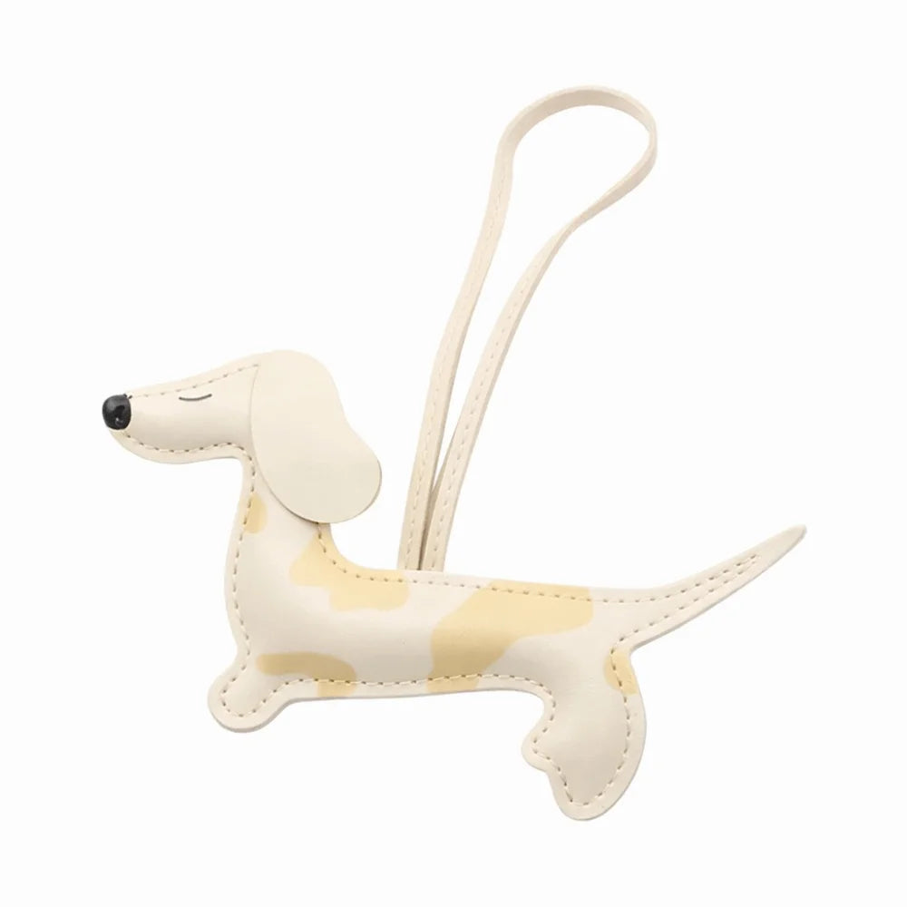 Dachshund Leather Keychain – Cute Sausage Dog Bag Charm & Key Ring