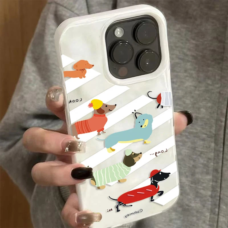 Cute Dachshund iPhone Case – Shockproof Soft TPU Cover for Dachshund Lovers
