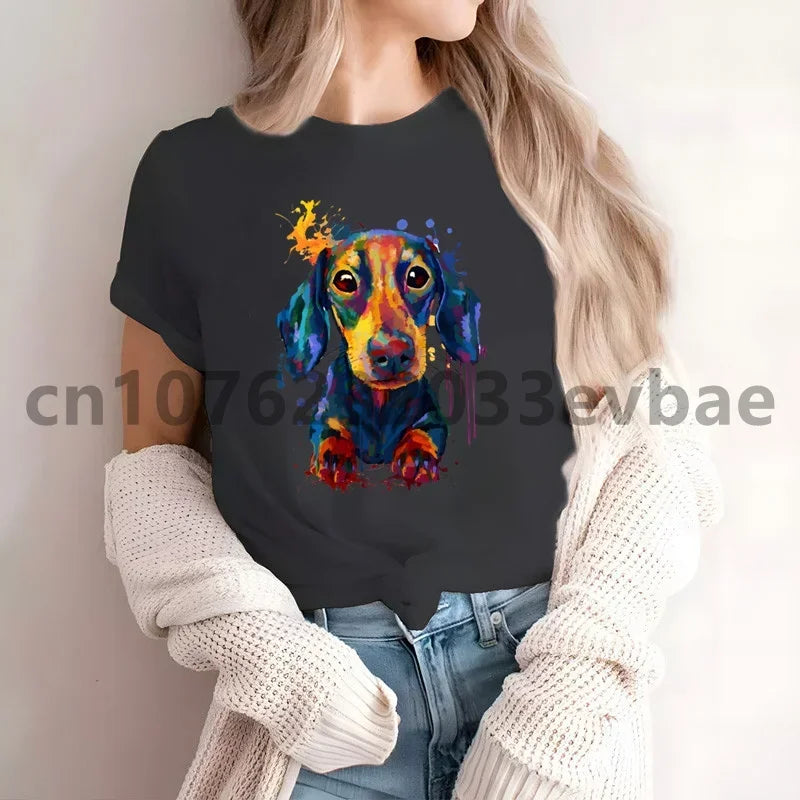 Cute Dachshund Graphic T-Shirt for Women | Soft Casual Tee for Sausage Dog Lovers