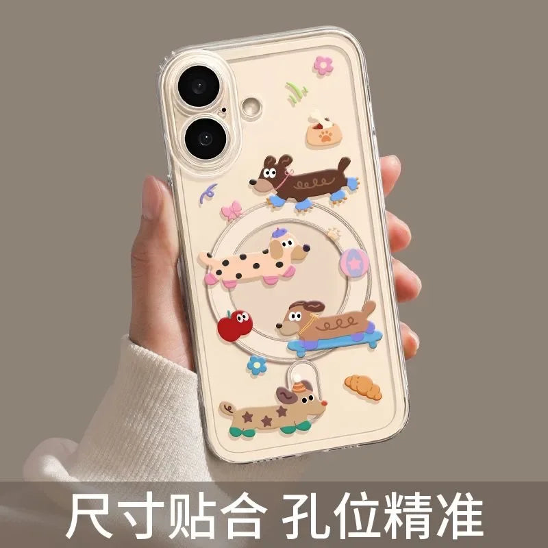 Kawaii Dachshund MagSafe iPhone Case – Cute Magnetic Protective Cover for Dachshund Lovers