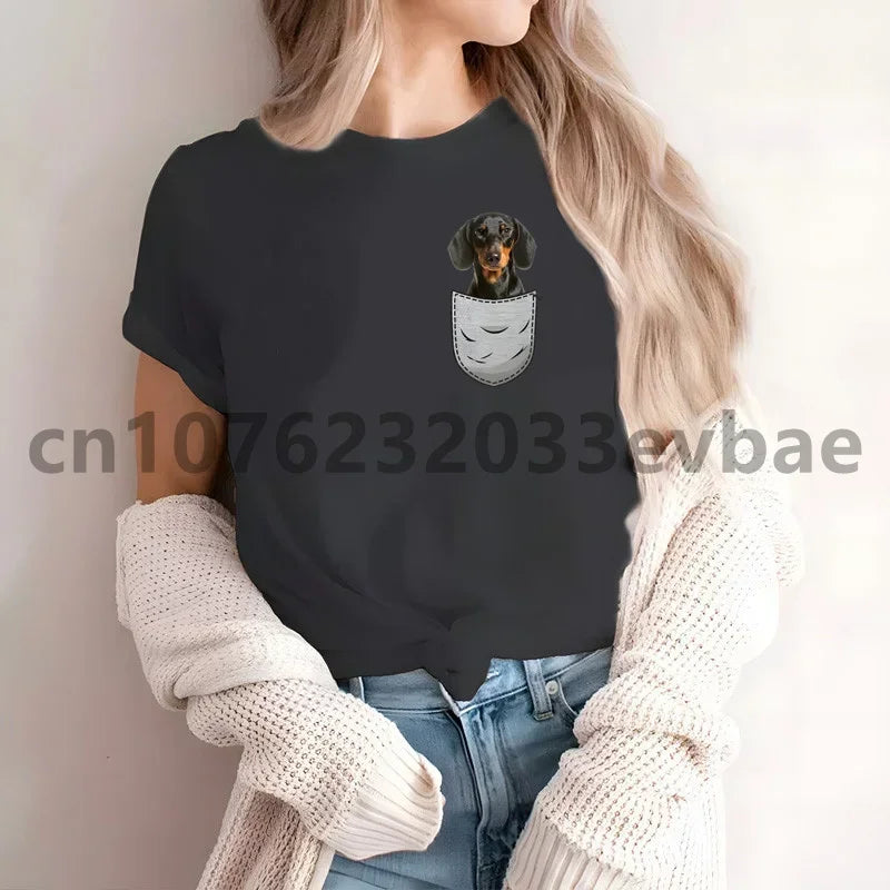 Cute Dachshund Graphic T-Shirt for Women | Soft Casual Tee for Sausage Dog Lovers