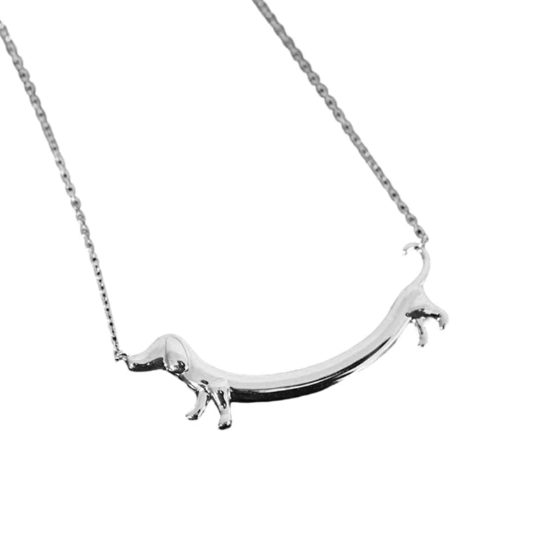 Adjustable Dachshund Pendant Necklace – Elegant Dog Lover Necklace in Gold or Silver
