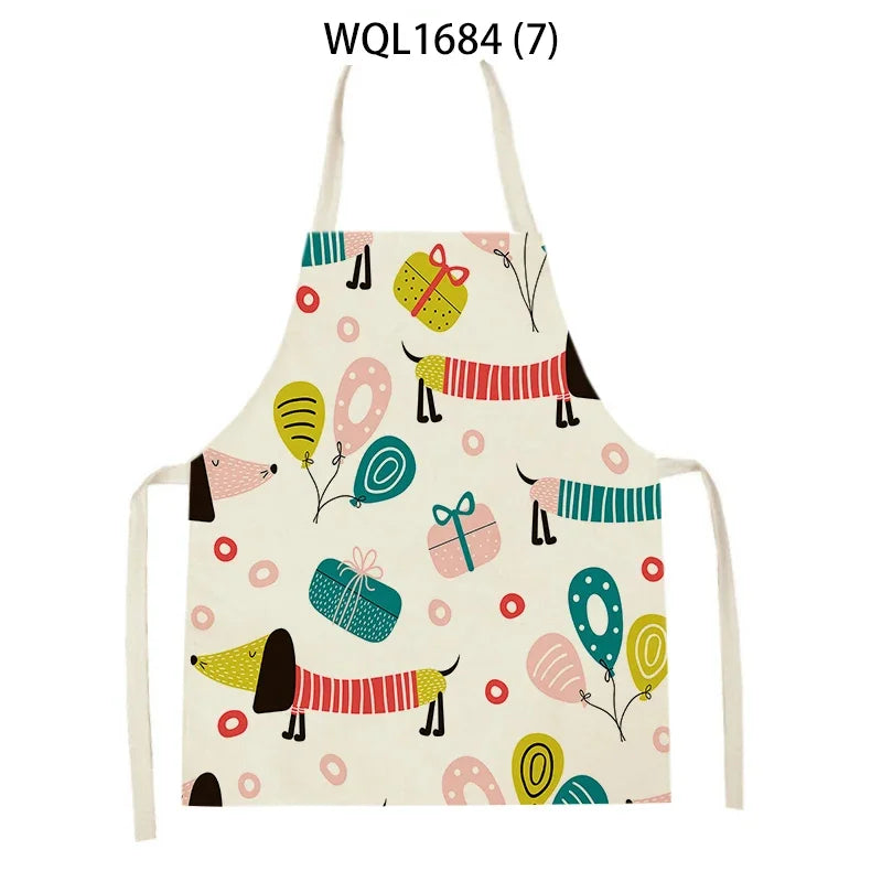 Funny Dachshund Linen Kitchen Apron – Cute Cooking & Baking Apron for Dog Lovers