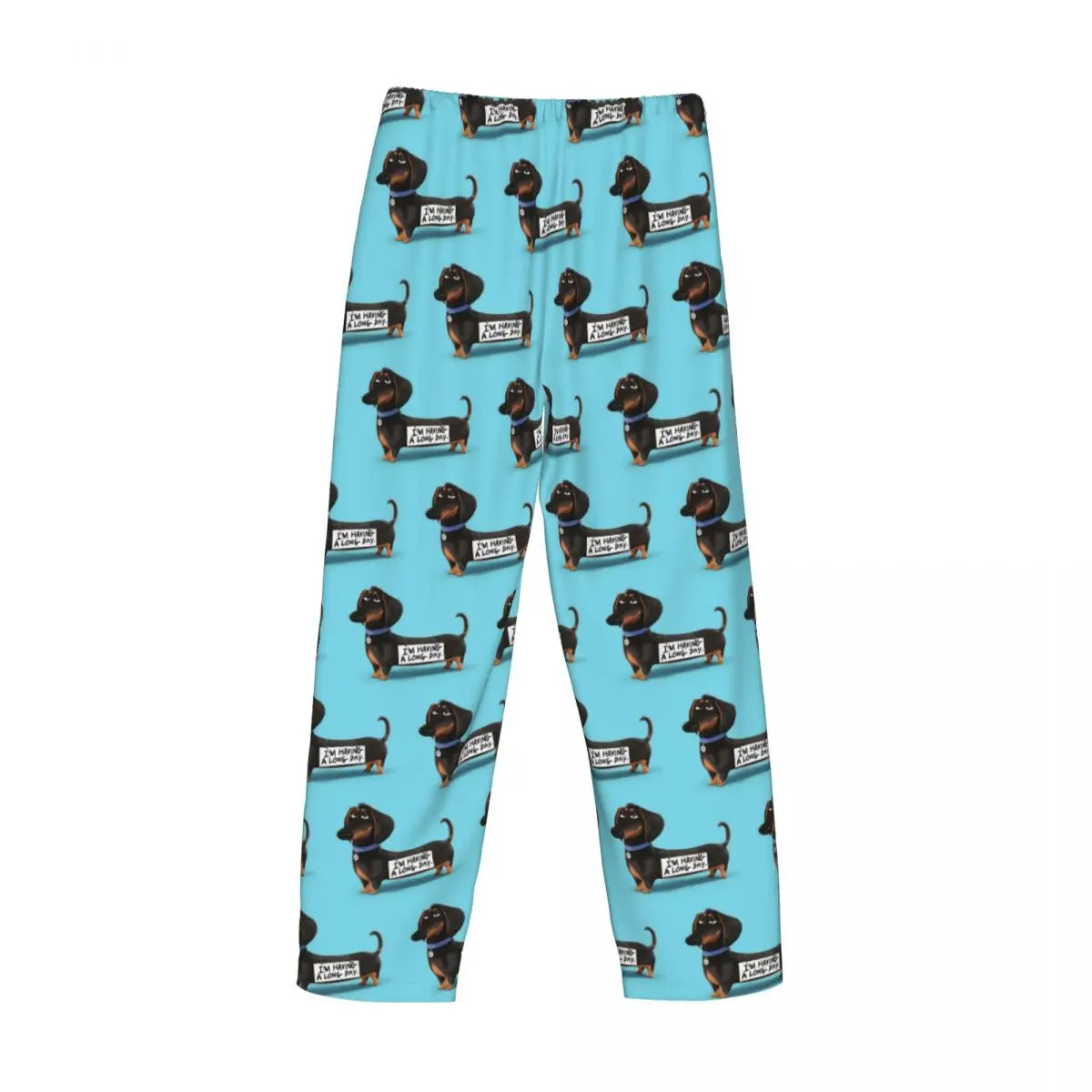 Custom Printed Men's Dachshund Dog Funny Pupy Pajama Pants Wiener Badger Sausage Dog Sleepwear Sleep Lounge Bottoms with Pockets