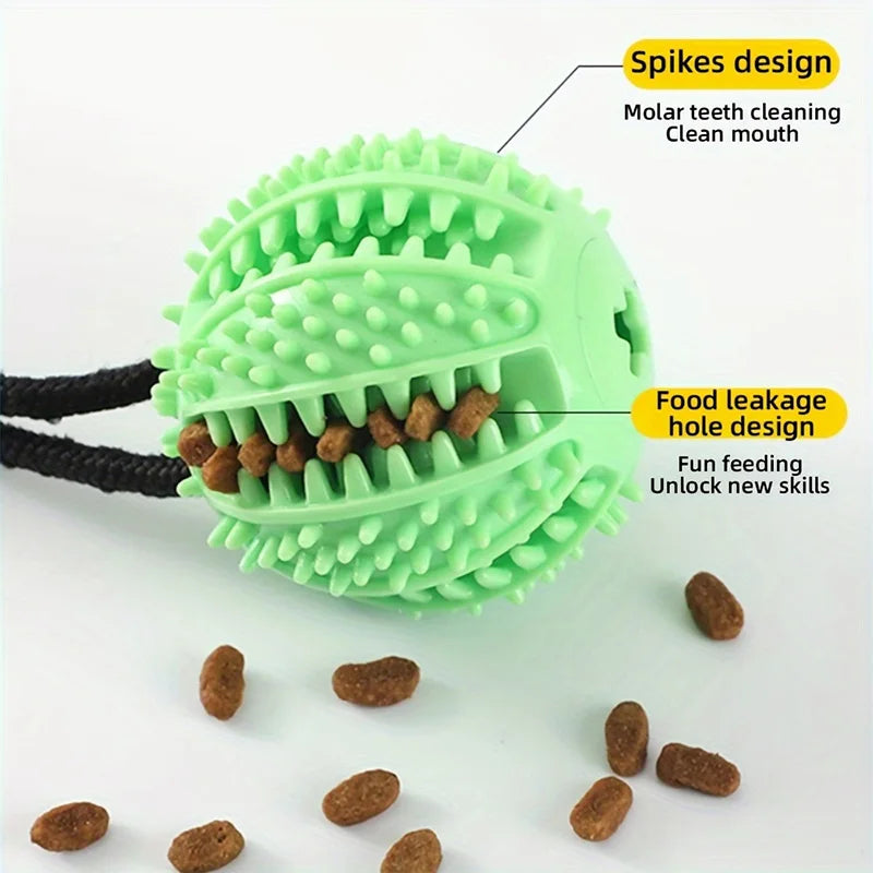 Interactive Suction Cup Toy for Dachshunds – Treat Dispensing Rubber Tug Toy with Squeaky Ball for Mental Stimulation