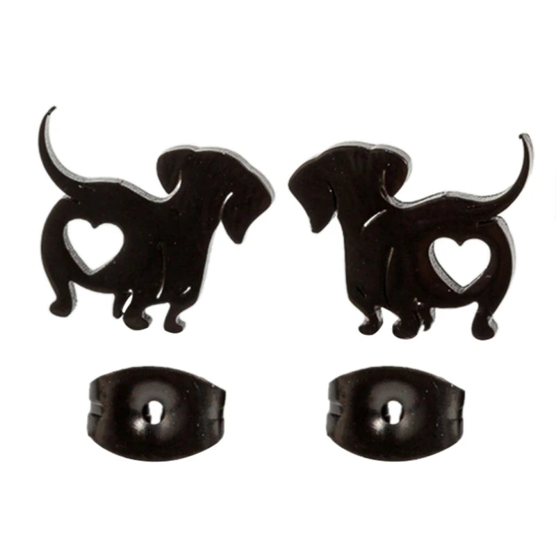 Cute Dachshund Stud Earrings – Elegant Dog Lover Earrings in Gold, Silver, Rose Gold & Black