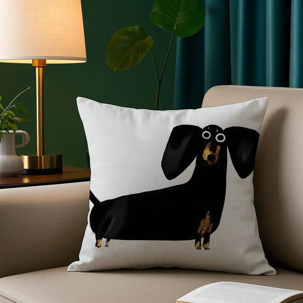 Cute Dachshund Plush Cushion Cover | Soft Decorative Throw Pillow Cover for Dog Lovers