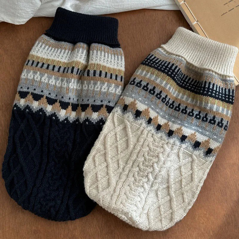 Cozy Winter Dachshund Sweater – Warm High-Neck Knit Jumper for Small Dogs