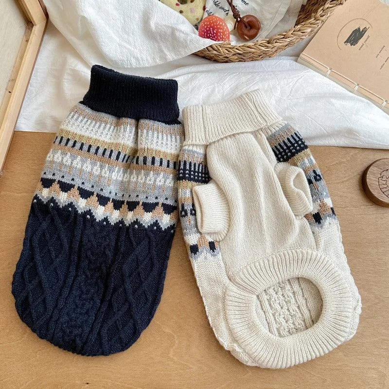 Cozy Winter Dachshund Sweater – Warm High-Neck Knit Jumper for Small Dogs
