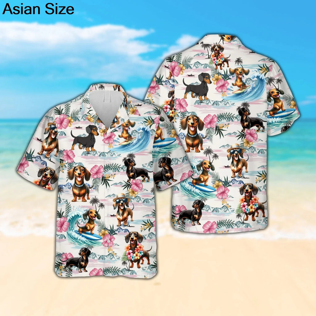 Dachshund Summer Button Shirt™ | Premium 3D Print Dog Lover Hawaiian Style Shirt