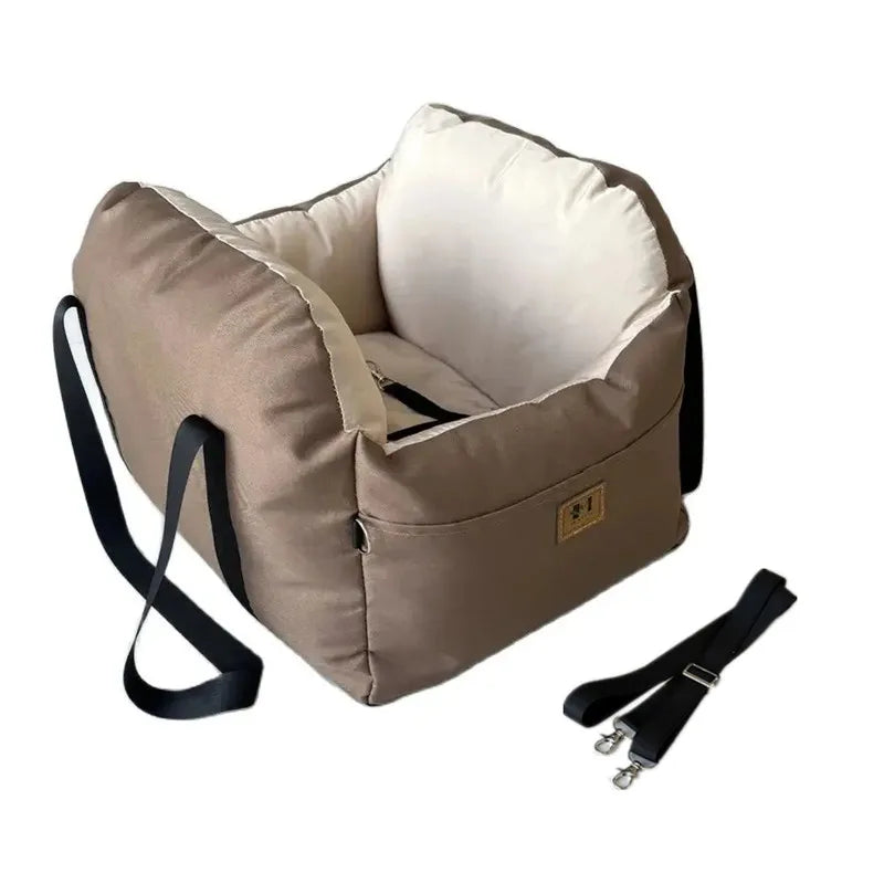 Luxury Car Booster Seat for Dachshunds | Soft Travel Bed with Safety Belt & Washable Cushion