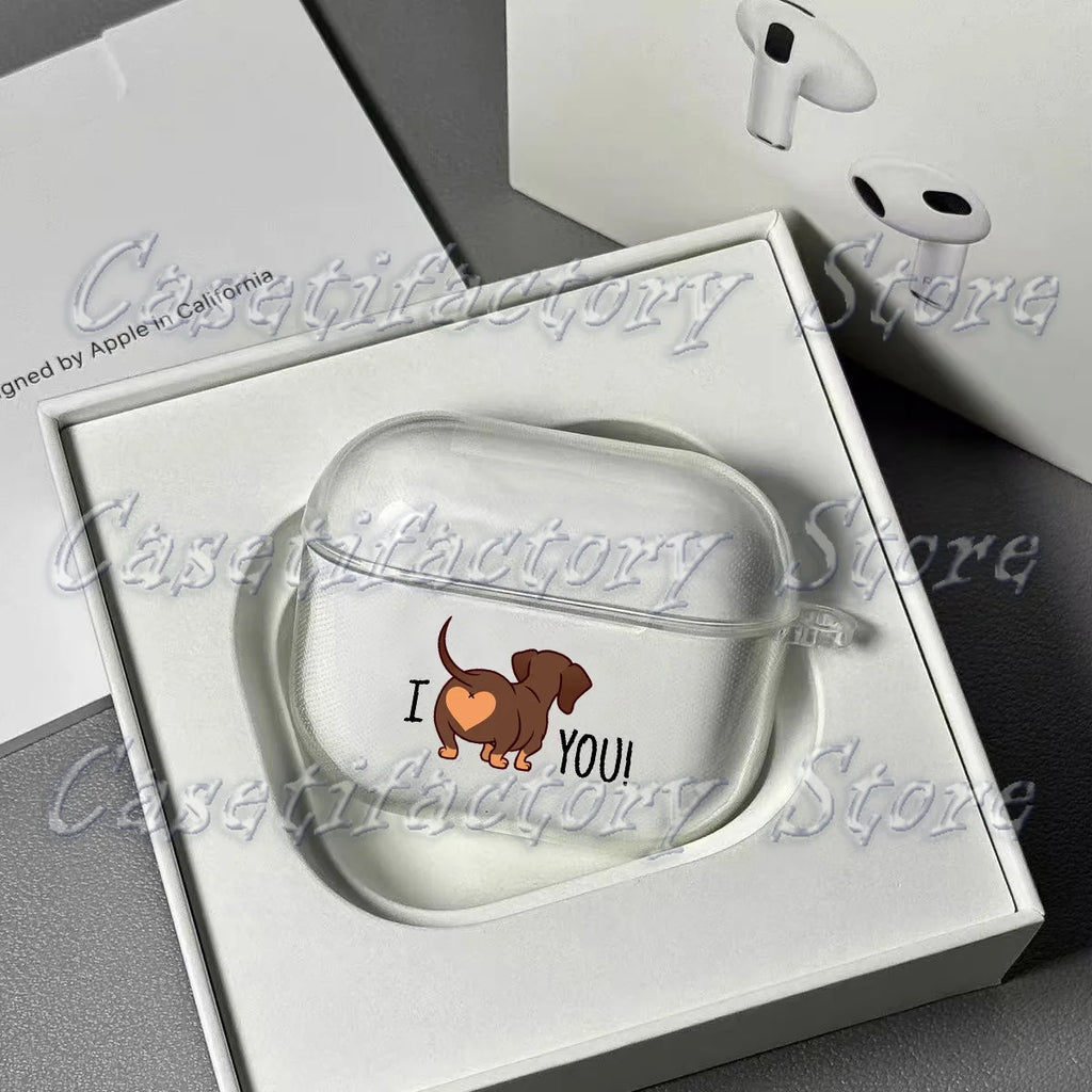 Cute Dachshund AirPods Case – Shockproof TPU Protective Cover for AirPods 1, 2, 3, 4, Pro & Pro 2