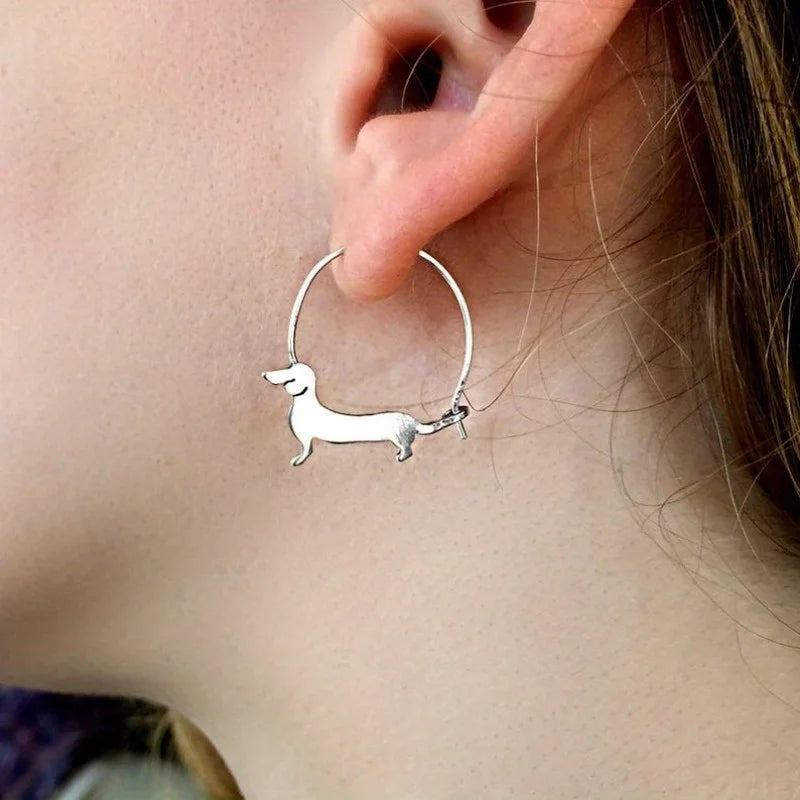 Golden Dachshund Hoop Earrings™ – Elegant Sausage Dog Jewelry for Dachshund Lovers