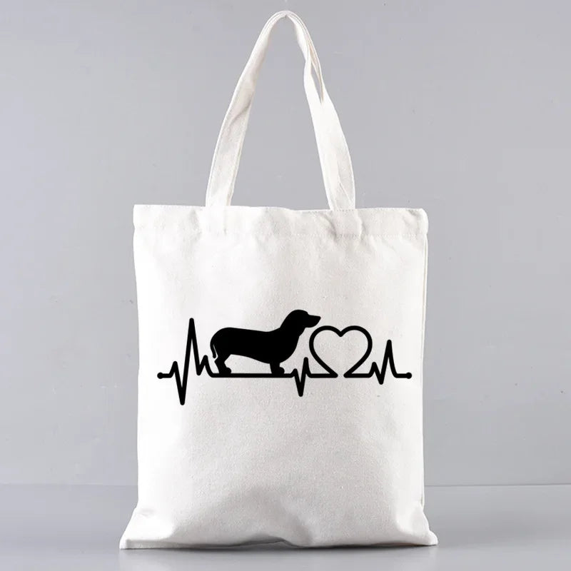 Dachshund Canvas Tote Bag Set – Large Capacity Shoulder Bags for Dog Lovers