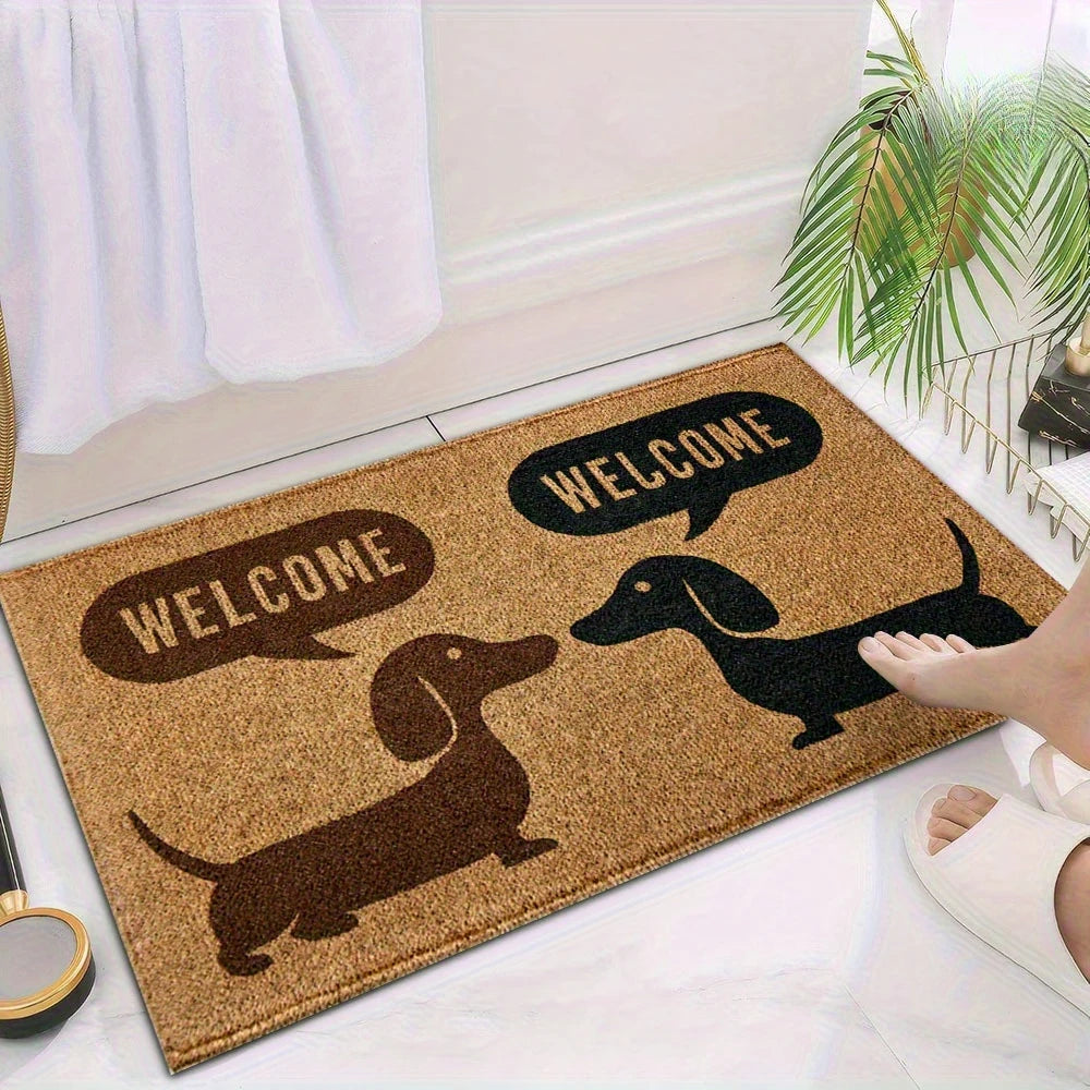 Welcome Dachshund Door Mat – Non-Slip Entryway Rug for Sausage Dog Lovers