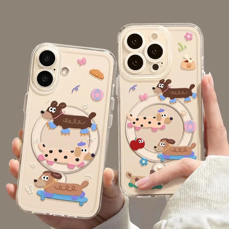 Kawaii Dachshund MagSafe iPhone Case – Cute Magnetic Protective Cover for Dachshund Lovers