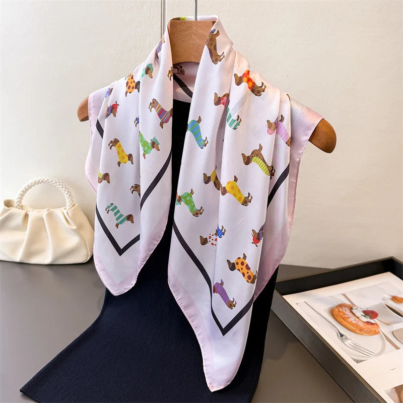 Doxie Chic™ Scarf | Elegant Dachshund Silk Scarf for Doxie Lovers