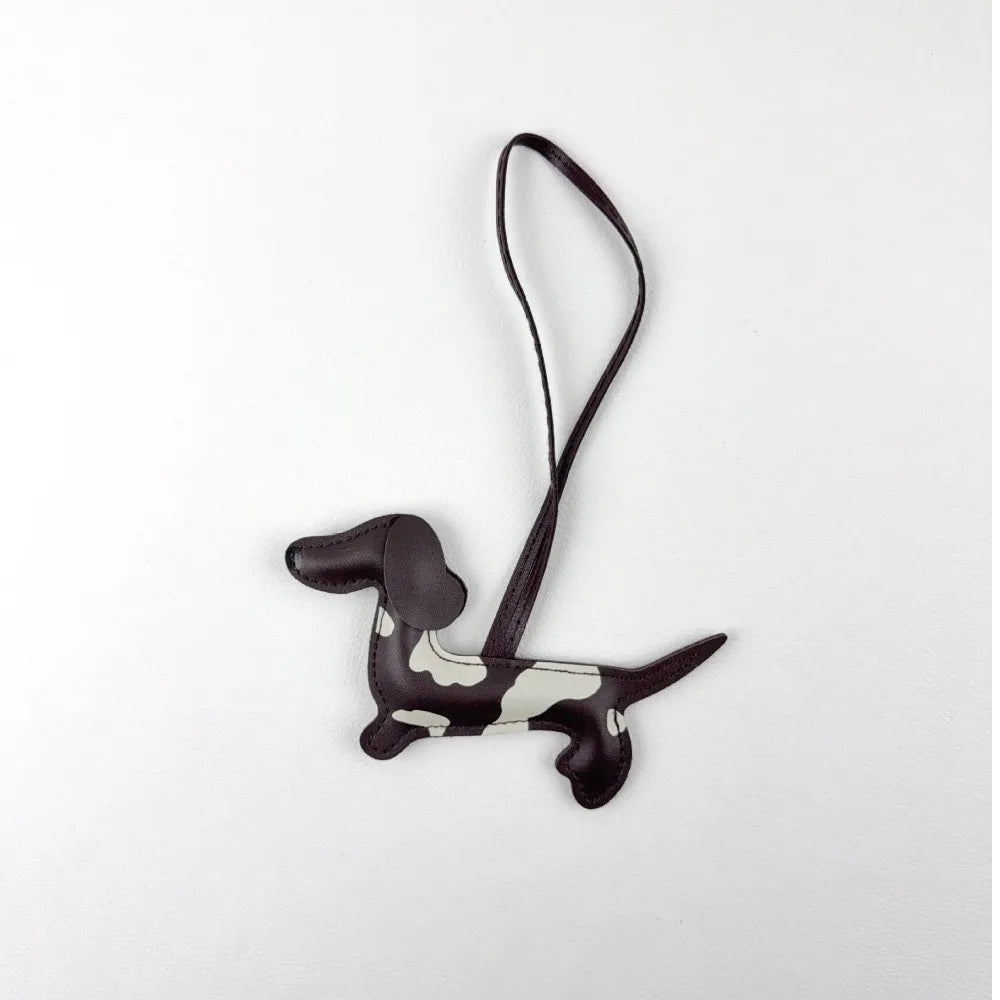 Dachshund Leather Keychain – Cute Sausage Dog Bag Charm & Key Ring