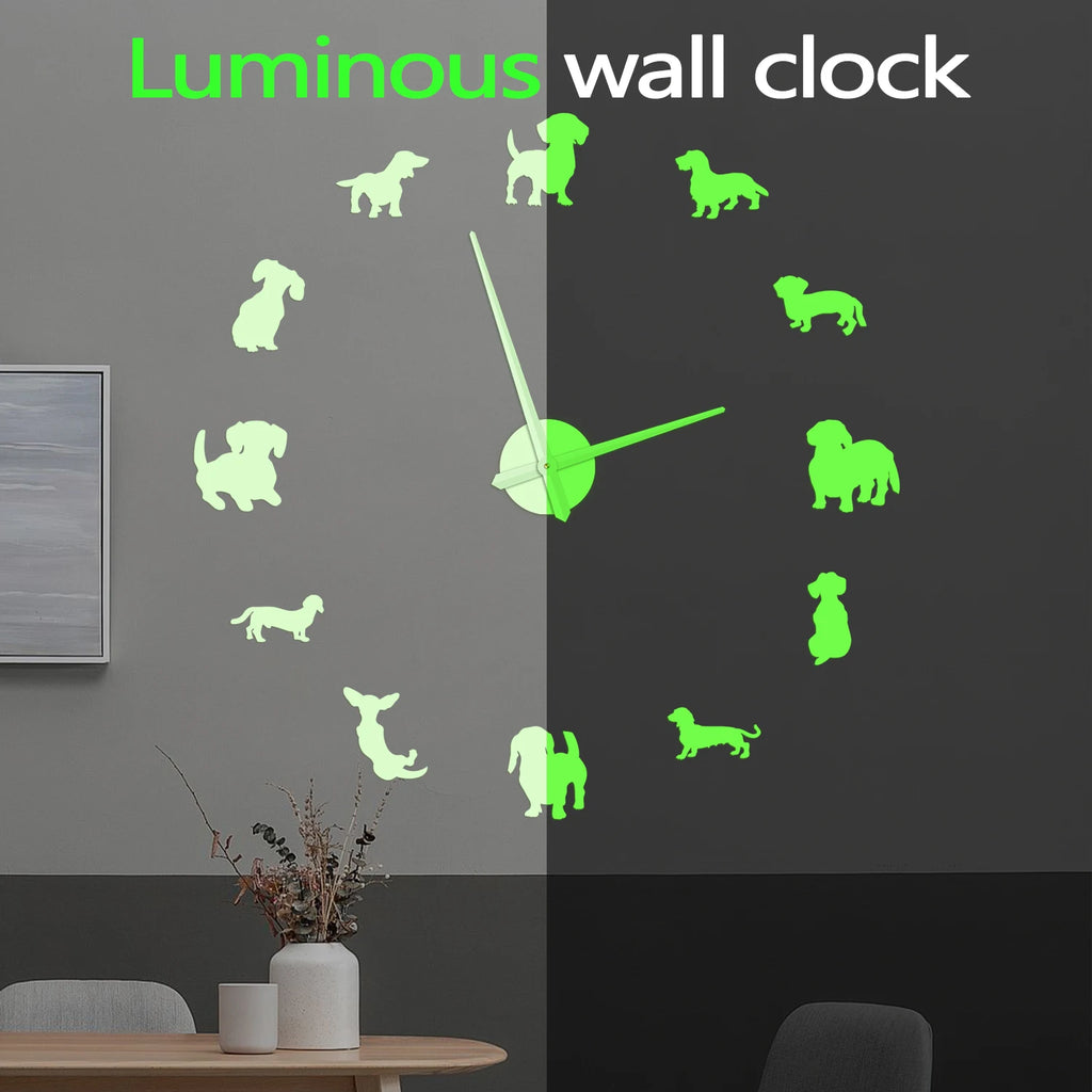 Dachshund Statement Wall Clock – Large DIY Mirror Effect Wall Clock for Dachshund Lovers