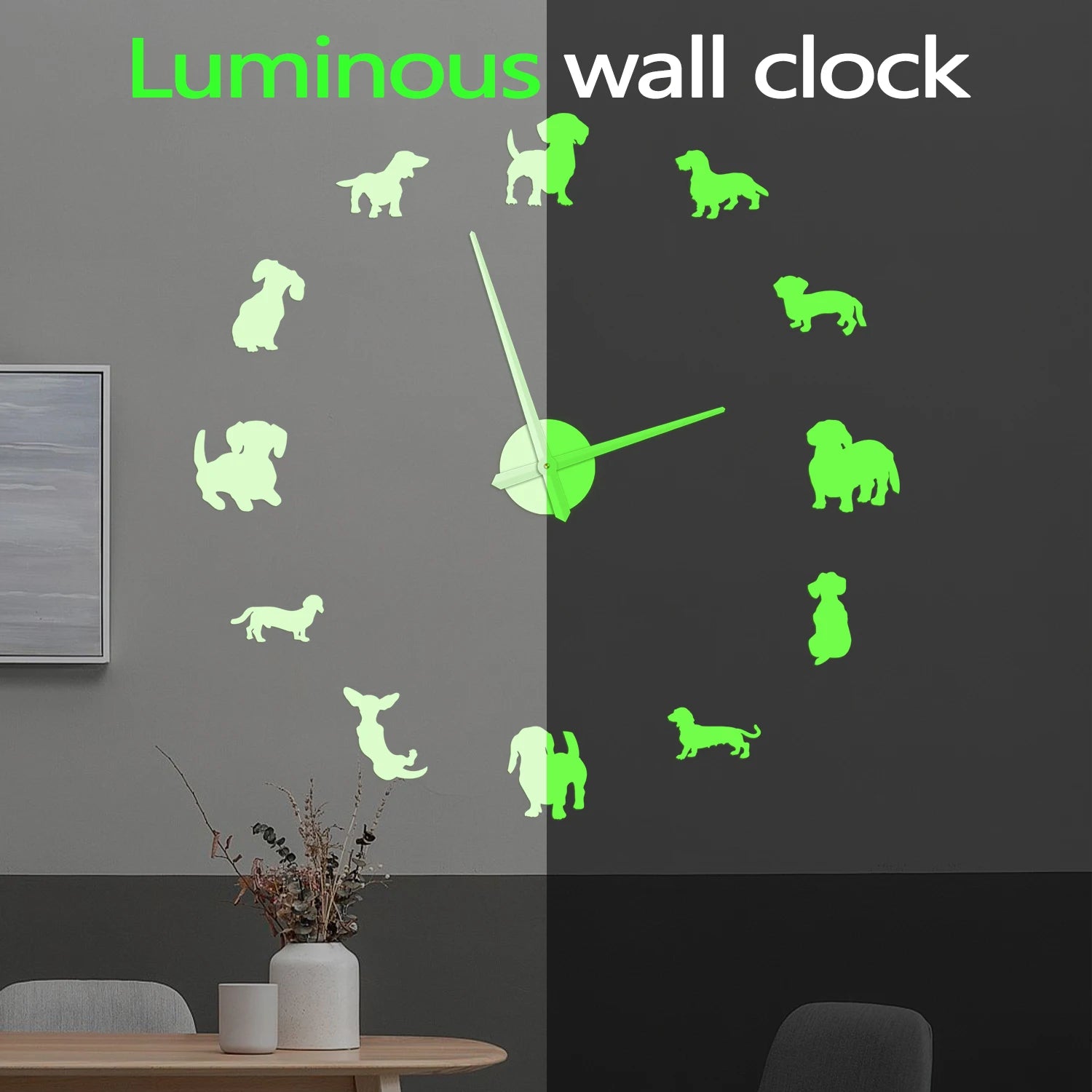 Dachshund Statement Wall Clock – Large DIY Mirror Effect Wall Clock for Dachshund Lovers