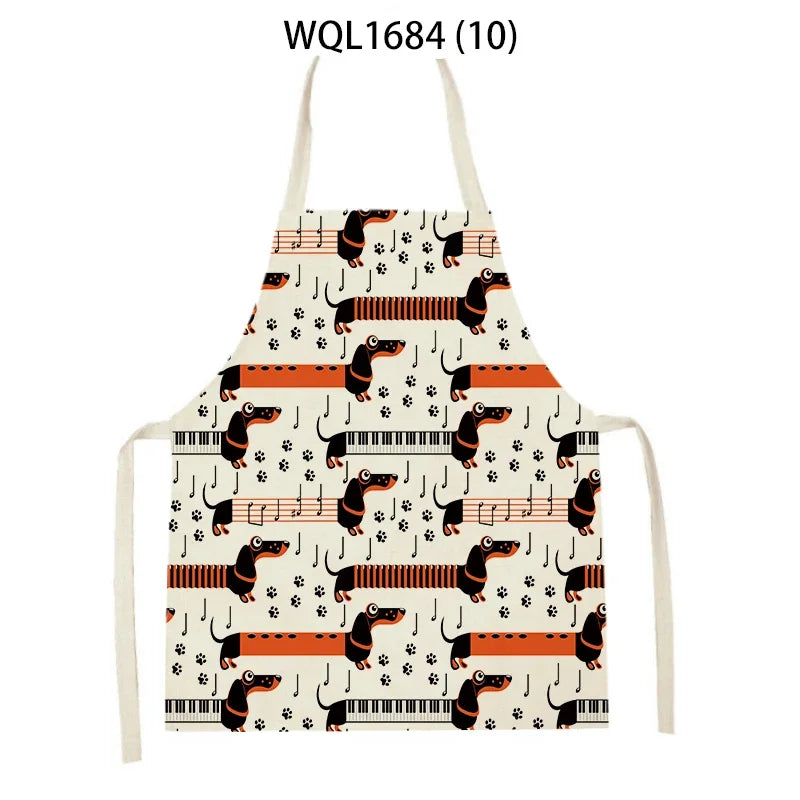 Funny Dachshund Linen Kitchen Apron – Cute Cooking & Baking Apron for Dog Lovers