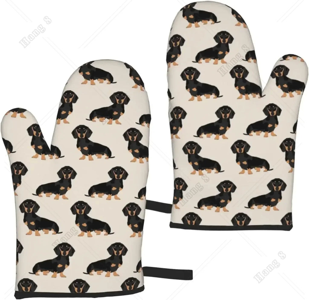 Premium Dachshund Heat-Resistant Oven Mitts – Non-Slip Kitchen Gloves for Cooking, Baking & BBQ Lovers