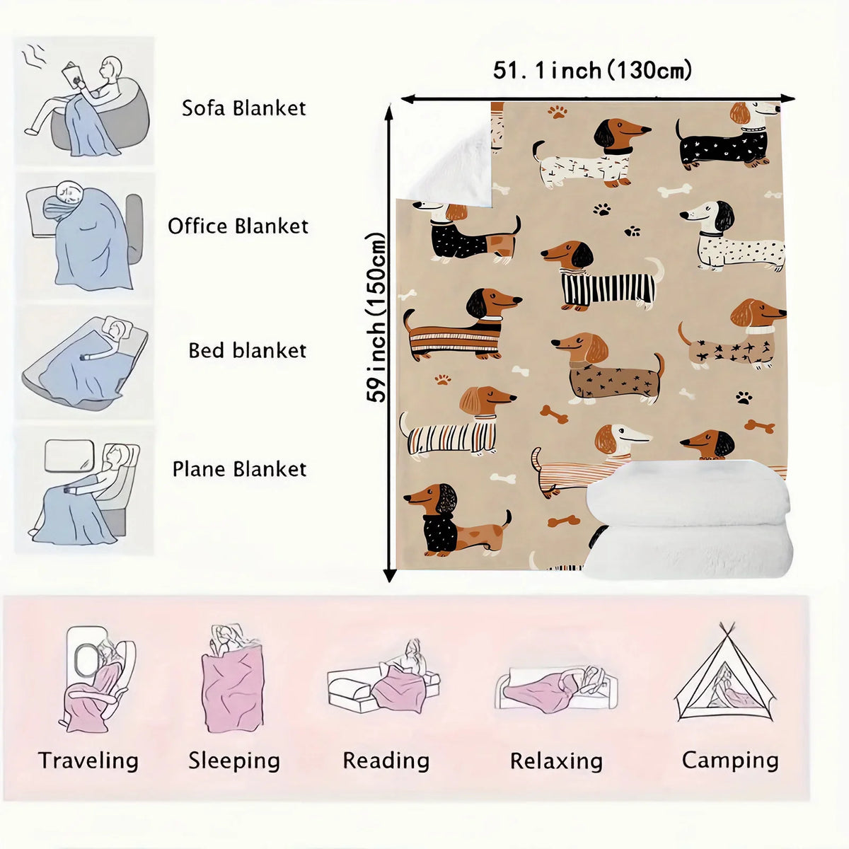 Dachshund Snuggle Blanket™ – Ultra-Soft Flannel Throw for Sausage Dog Lovers