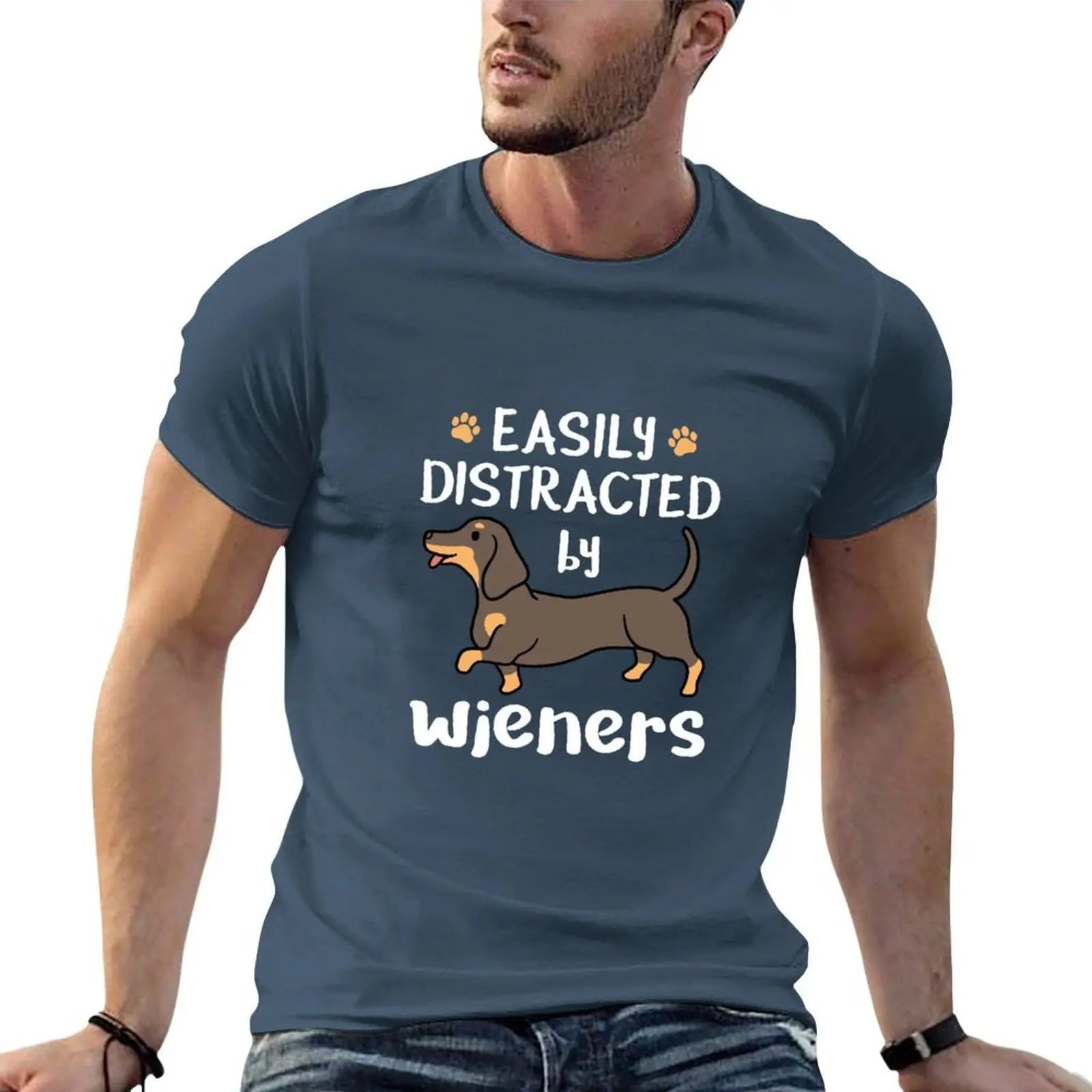 Easily Distracted by Dachshunds™ Premium Cotton T-Shirt