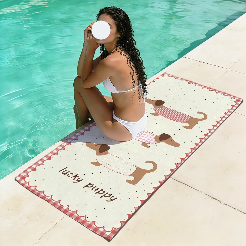 Cute Dachshund Beach Towel – Soft Quick-Dry Pool, Travel & Summer Towel for Dachshund Lovers