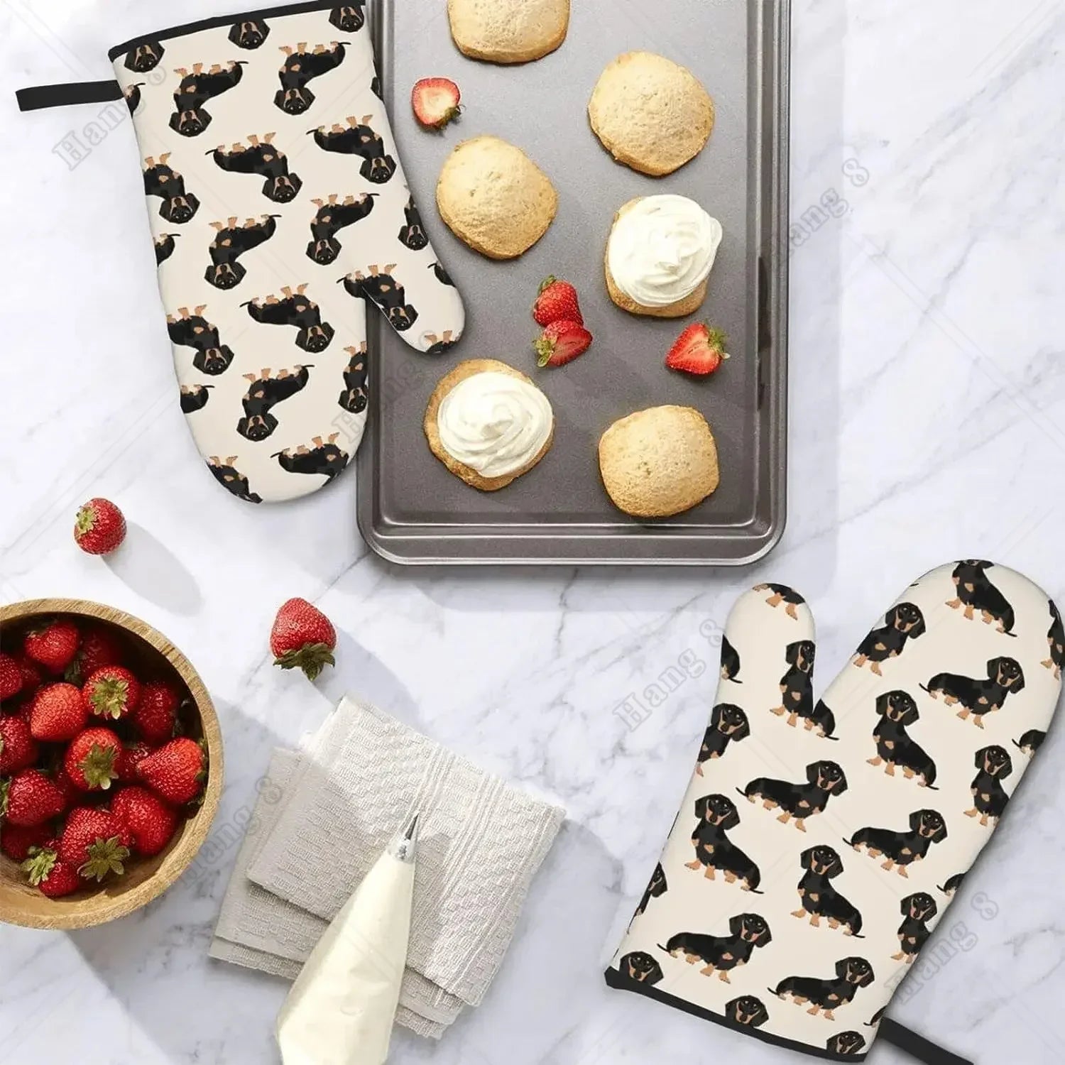 Premium Dachshund Heat-Resistant Oven Mitts – Non-Slip Kitchen Gloves for Cooking, Baking & BBQ Lovers