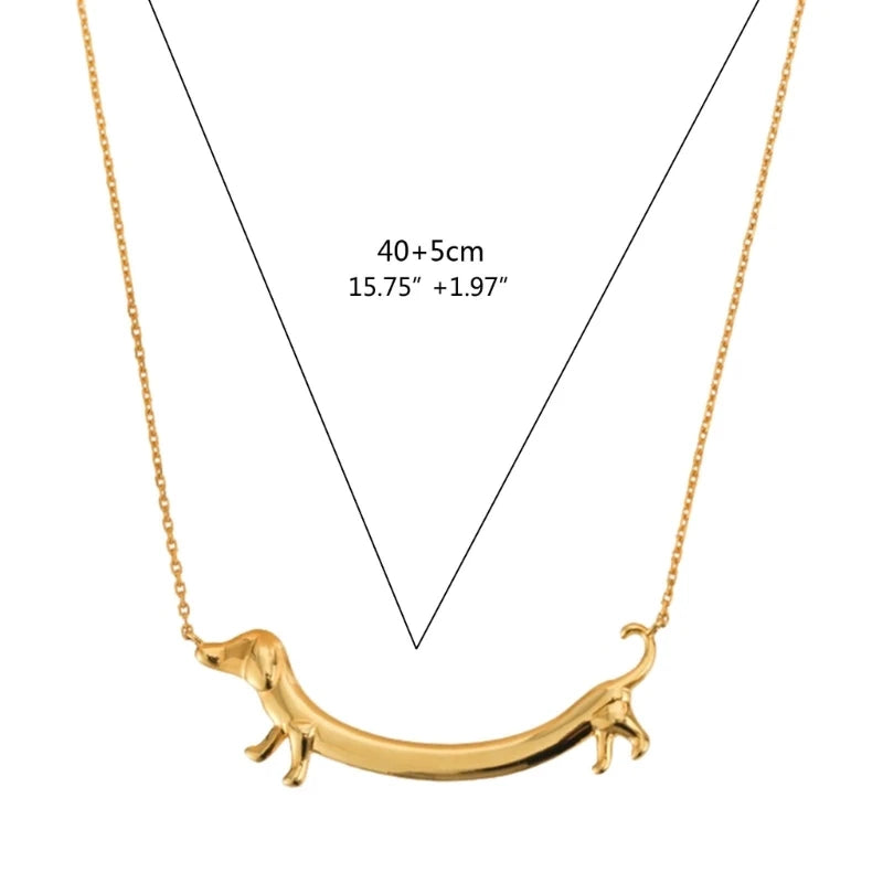 Adjustable Dachshund Pendant Necklace – Elegant Dog Lover Necklace in Gold or Silver