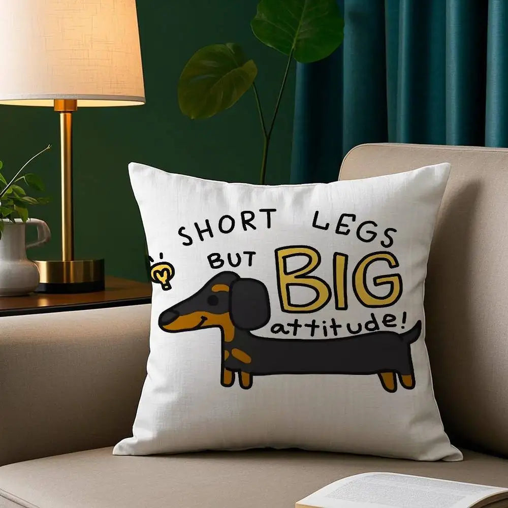 Cute Dachshund Plush Cushion Cover | Soft Decorative Throw Pillow Cover for Dog Lovers