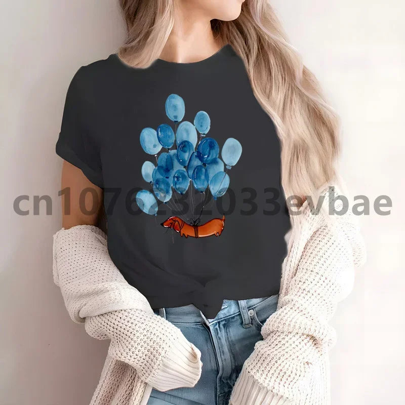 Cute Dachshund Graphic T-Shirt for Women | Soft Casual Tee for Sausage Dog Lovers