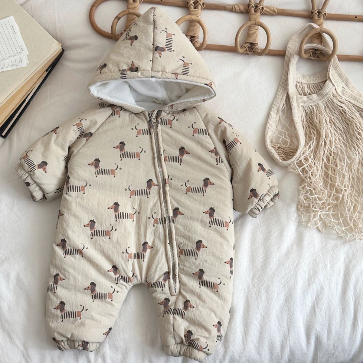Dachshund Baby Winter Romper™ | Warm Hooded Newborn Jumpsuit