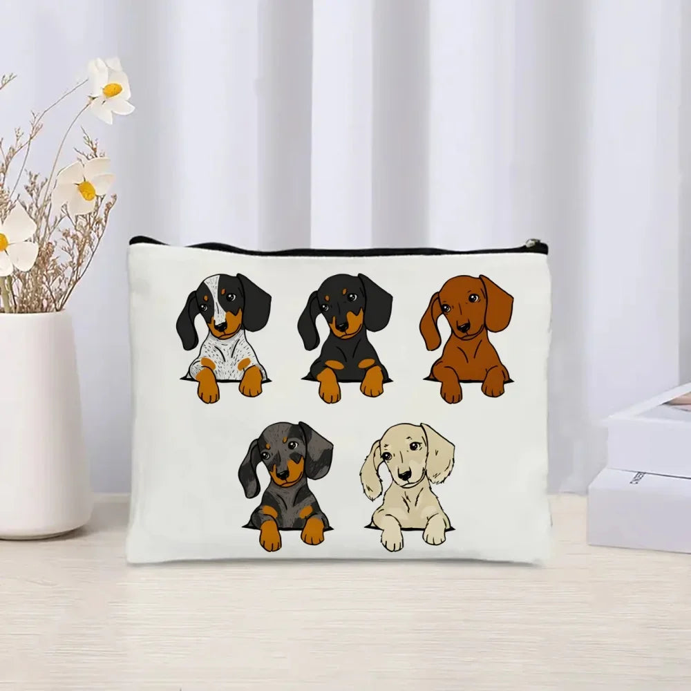 Dachshund Canvas Tote Bag Set – Large Capacity Shoulder Bags for Dog Lovers